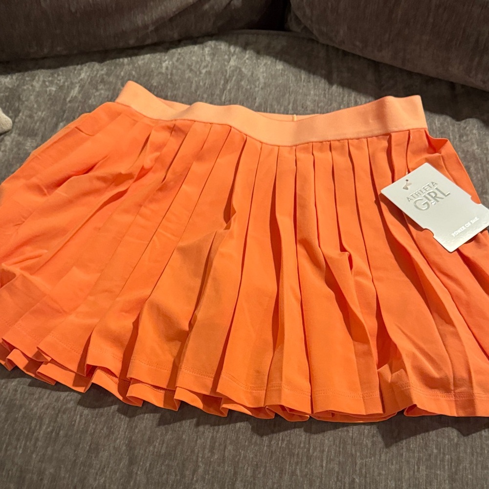 Athleta Girl Bright Orange Pleated Active Skirt